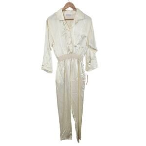 Vintage Jacob Murphy Jumper Womens Small White Satin Glam Retro 80s Fairy Party